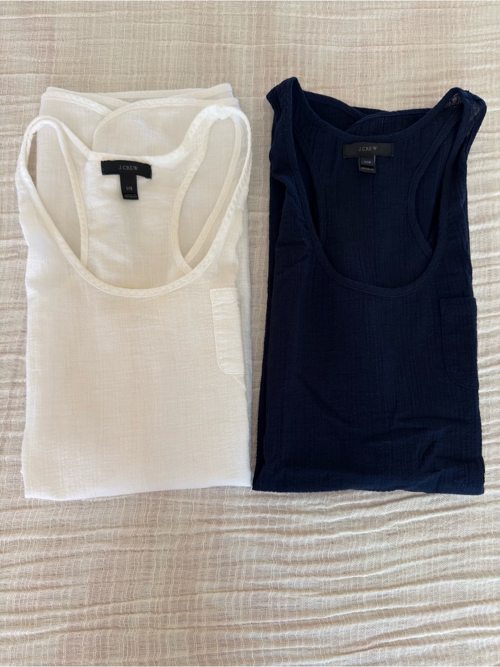 ☀️ J.Crew Gauze Mini Dress/Tunic Bundle - White & Navy - Size XXS 🌊